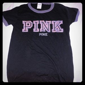 PINK silver sequined tee, xs